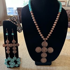Copper & Faux Turquoise Beaded Set
